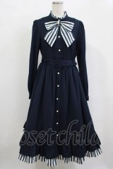 Melody BasKet / ストライプマドモアゼルドレス L ネイビー H-25-12-11-005-LO-OP-KB-ZH