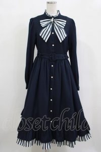Melody BasKet / ストライプマドモアゼルドレス L ネイビー H-25-12-11-005-LO-OP-KB-ZH