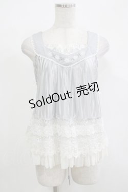 画像1: Ozz oneste / 薔薇刺繍シアーストライプトップス  グレー H-25-12-11-048-OO-TO-KB-ZT368