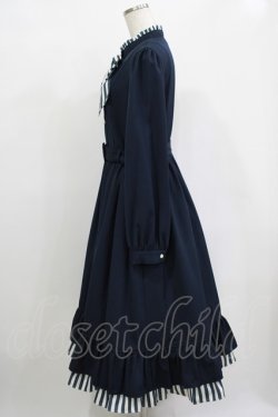 画像2: Melody BasKet / ストライプマドモアゼルドレス L ネイビー H-25-12-11-005-LO-OP-KB-ZH