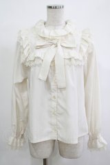 Melody BasKet / フリルレースヨーク切替ブラウス  アイボリー H-25-12-11-050-LO-BL-KB-ZH