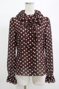 Emily Temple cute / ジョーゼットドットフリルカラーブラウス  ワイン H-25-12-11-051-ET-BL-KB-ZH