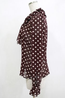画像2: Emily Temple cute / ジョーゼットドットフリルカラーブラウス  ワイン H-25-12-11-051-ET-BL-KB-ZH