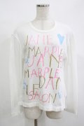 Jane Marple / ロゴプリントのロングスリーブトップス  白 H-25-12-11-065-JM-TO-KB-ZH