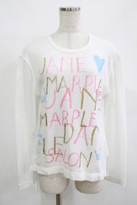 Jane Marple / ロゴプリントのロングスリーブトップス  白 H-25-12-11-065-JM-TO-KB-ZH