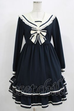 画像1: Melody BasKet / フリルセーラーワンピース  ネイビー H-25-12-11-002-LO-OP-KB-ZH