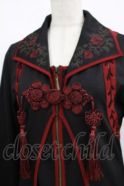 画像4: Ozz oneste / レイヤード風ロングカーディガン  黒×赤 H-25-12-11-016-OO-TO-KB-ZH