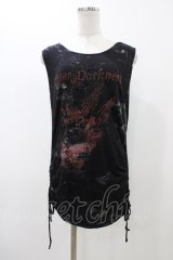 DARK RED  RUM / サイドギャザータンク  ブラック H-25-12-12-035-HN-TO-KB-ZH