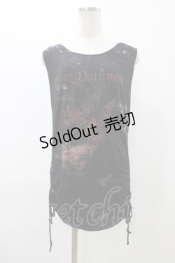 画像1: DARK RED  RUM / サイドギャザータンク  ブラック H-25-12-12-035-HN-TO-KB-ZT019