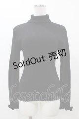 Emily Temple cute / レースフリルタートルニット  ブラック H-25-12-12-036-ET-TO-KB-ZH