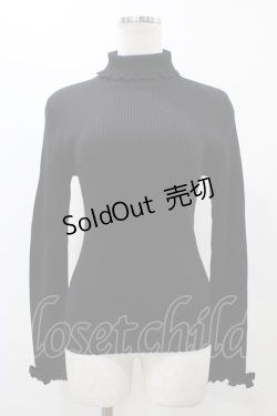 画像1: Emily Temple cute / レースフリルタートルニット  ブラック H-25-12-12-036-ET-TO-KB-ZH