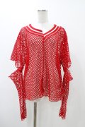 Candy Stripper / CUT OFF SLEEVE MESH トップス  レッド H-25-12-12-048-PU-TO-KB-ZH