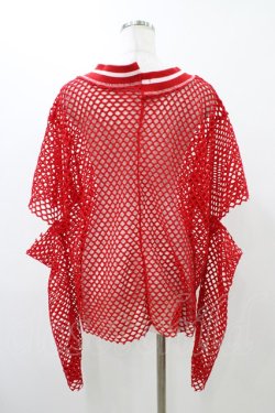 画像2: Candy Stripper / CUT OFF SLEEVE MESH トップス  レッド H-25-12-12-048-PU-TO-KB-ZH