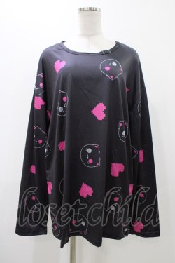 画像1: NieR Clothing / プリントLONG CUTSEW  ブラック H-25-12-12-054-PU-TO-KB-ZH