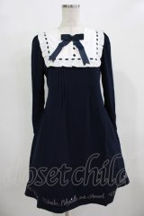 Amavel / メッセージ刺繍ヨーク切替ワンピース Free ネイビー H-25-12-12-1031-CA-OP-NS-ZH