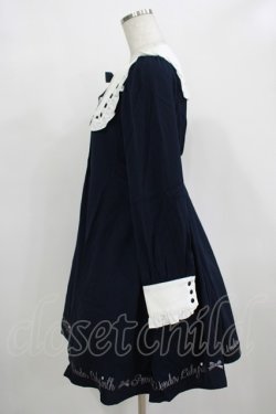 画像2: Amavel / メッセージ刺繍ヨーク切替ワンピース Free ネイビー H-25-12-12-1031-CA-OP-NS-ZH