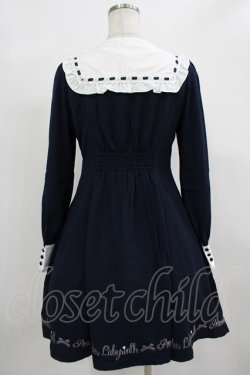 画像3: Amavel / メッセージ刺繍ヨーク切替ワンピース Free ネイビー H-25-12-12-1031-CA-OP-NS-ZH