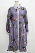 axes femme POETIQUE / ラ レコルト柄シャツワンピース M パープル H-25-12-12-1033-AX-OP-NS-ZH