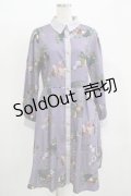 axes femme POETIQUE / ラ レコルト柄シャツワンピース M パープル H-25-12-12-1033-AX-OP-NS-ZH