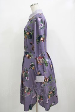 画像2: axes femme POETIQUE / ラ レコルト柄シャツワンピース M パープル H-25-12-12-1033-AX-OP-NS-ZH