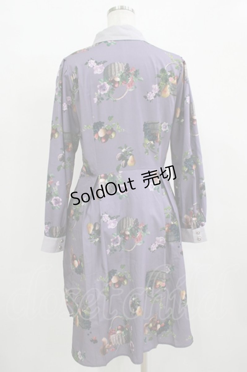画像3: axes femme POETIQUE / ラ レコルト柄シャツワンピース M パープル H-25-12-12-1033-AX-OP-NS-ZH (3)