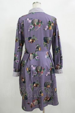 画像3: axes femme POETIQUE / ラ レコルト柄シャツワンピース M パープル H-25-12-12-1033-AX-OP-NS-ZH