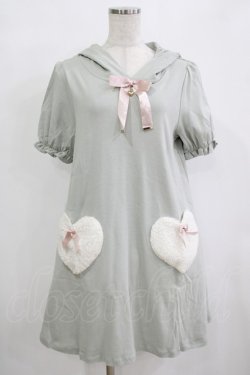 画像1: Amavel / ハートポケット ねこ耳パーカーワンピース Free グリーン H-25-12-12-1037-CA-OP-NS-ZH