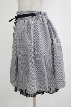 画像2: axes femme POETIQUE / ギンガム×レーススカート M ブラック H-25-12-12-1038-AX-SK-NS-ZH