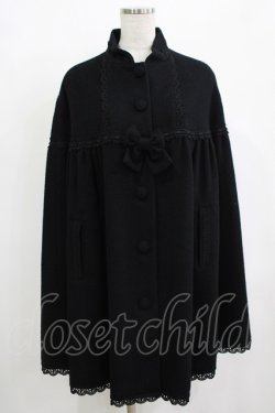 画像1: Innocent World / リボンレーススタンドカラーマント Free ブラック H-25-12-12-1041-IW-CO-NS-ZH