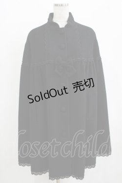 画像1: Innocent World / リボンレーススタンドカラーマント Free ブラック H-25-12-12-1041-IW-CO-NS-ZH