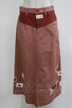 画像1: PINK HOUSE / スコッチテリア刺繍チノクロススカート M ピンク H-25-12-12-1044-LO-SK-NS-ZH