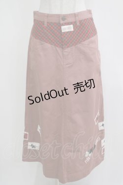 画像1: PINK HOUSE / スコッチテリア刺繍チノクロススカート M ピンク H-25-12-12-1044-LO-SK-NS-ZH