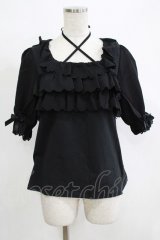 Amavel / フロントクロスフリルカットソー Free ブラック H-25-12-12-1049-CA-TO-NS-ZH