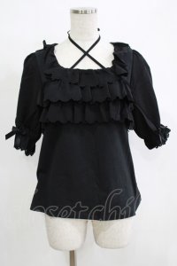 Amavel / フロントクロスフリルカットソー Free ブラック H-25-12-12-1049-CA-TO-NS-ZH