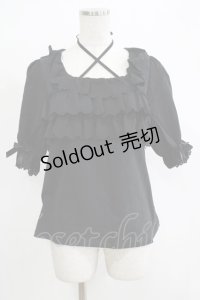 Amavel / フロントクロスフリルカットソー Free ブラック H-25-12-12-1049-CA-TO-NS-ZH