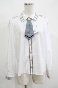 Amavel / ネクタイロゴ刺繍肩章付きブラウス Free オフ/グレー H-25-12-12-1051-CA-BL-NS-ZH