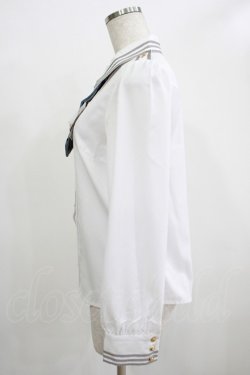 画像2: Amavel / ネクタイロゴ刺繍肩章付きブラウス Free オフ/グレー H-25-12-12-1051-CA-BL-NS-ZH