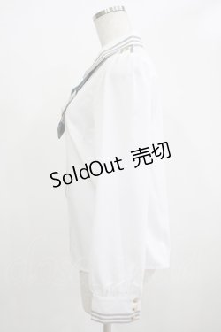 画像2: Amavel / ネクタイロゴ刺繍肩章付きブラウス Free オフ/グレー H-25-12-12-1051-CA-BL-NS-ZH