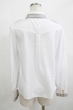 画像3: Amavel / ネクタイロゴ刺繍肩章付きブラウス Free オフ/グレー H-25-12-12-1051-CA-BL-NS-ZH