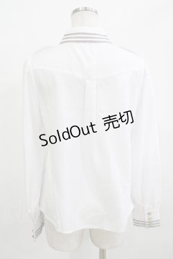 画像3: Amavel / ネクタイロゴ刺繍肩章付きブラウス Free オフ/グレー H-25-12-12-1051-CA-BL-NS-ZH