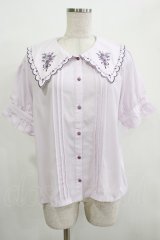 axes femme POETIQUE / ブーケ刺繍スカラップ襟ブラウス M ネイビー H-25-12-12-1053-AX-BL-NS-ZH