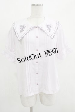 画像1: axes femme POETIQUE / ブーケ刺繍スカラップ襟ブラウス M ネイビー H-25-12-12-1053-AX-BL-NS-ZH