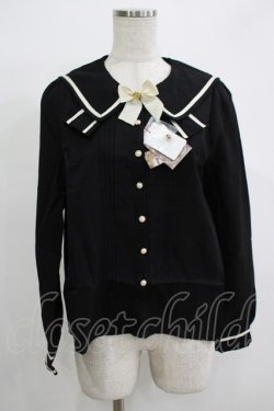 画像1: Amavel / リボン風セーラー襟ブラウス Free ブラック H-25-12-12-1054-CA-BL-NS-ZH
