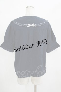 画像3: axes femme POETIQUE / ブーケ刺繍スカラップ襟ブラウス M ネイビー H-25-12-12-1055-AX-BL-NS-ZH