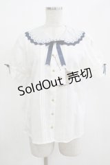 Amavel / Starry Marche パフスリーブ ブラウス Free オフ/ネイビー H-25-12-12-1058-CA-BL-NS-ZH