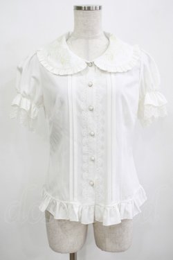 画像1: Lolitime（海外ロリータブランド） / 刺繍衿ブラウス S オフ H-25-12-12-1059-GO-BL-NS-ZH