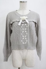 Amavel / ハートケーブルレースアップニットプルオーバー Free グレー H-25-12-12-1060-CA-TO-NS-ZH