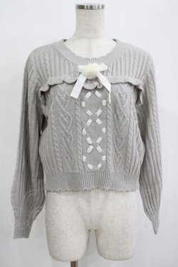 画像1: Amavel / ハートケーブルレースアップニットプルオーバー Free グレー H-25-12-12-1060-CA-TO-NS-ZH