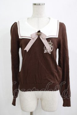 画像1: Amavel / セーラー衿ニットプルオーバー Free ブラウン H-25-12-12-1062-CA-TO-NS-ZH