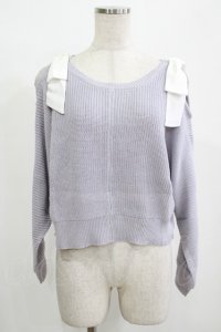 Amavel / 肩あきリボンニット Free ラベンダー H-25-12-12-1063-CA-TO-NS-ZH